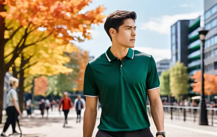 라코스테와 유니클로 폴로티 비교 - Timeless French Elegance:**
A sophisticated adult man, approximately 40 years old, with a confident ...