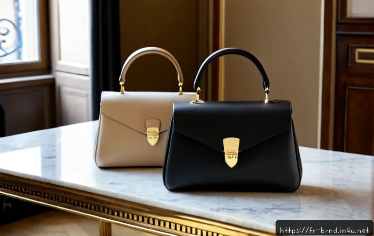 Home 17 프라다와 펜디의 클래식백 - Photorealistic luxury handbag comparison on a cream marble table in a refined Parisian apartment, tw...
